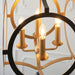 Matt Black & Gold Ceiling Pendant Light - 4 Bulb Hanging Circular Frame Fitting