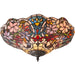 Floral Tiffany Glass Design Semu Flush Ceiling Light Dark Bronze Effect Fitting