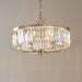 Bright Nickel Ceiling Chandelier Light - Clear Cut Glass 6 Bulb Pendant Fitting