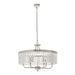 Bright Nickel Ceiling Chandelier Light - Clear Cut Glass 6 Bulb Pendant Fitting