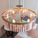 Multi Arm Ceiling Pendant Light Fitting - Champagne & Rose Pink Glass Chandelier
