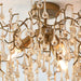 Aged Gold Semi Flush Ceiling Light with Glass Droplets 3 Bulb Low Hanging Light