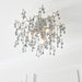 Aged Silver Semi Flush Decorative Branch Ceiling Light - Tinted Glass Droplets