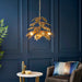 Gold Ceiling Pendant Light Decorative Leaf Design 5 Bulb Hanging Lamp Fitting