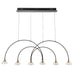 Matt Black Ceiling Pendant Bar Light - Brushed Brass Detailing - 6 Lamp Fitting