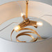 Gold Leaf Ribbon Ceiling Pendant Light & Ivory Shade 3 Bulb Hanging Lamp Fitting