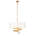 Gold Leaf Ribbon Ceiling Pendant Light & Ivory Shade 3 Bulb Hanging Lamp Fitting