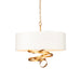 Gold Leaf Ribbon Ceiling Pendant Light & Ivory Shade 3 Bulb Hanging Lamp Fitting