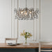 Mutli Arm Ceiling Pendant Light Fitting - Aged Silver & Glass Teardrop Details