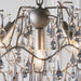 Mutli Arm Ceiling Pendant Light Fitting - Aged Silver & Glass Teardrop Details