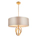 Antique Gold Ceiling Pendant Light & Mink Satin Shade - 5 Bulb Hanging Fitting