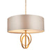 Antique Gold Ceiling Pendant Light & Mink Satin Shade - 5 Bulb Hanging Fitting