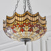 Traditional Tiffany Glass 3 Light Ceiling Pendant - Dark Bronze Effect Fitting