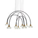 Matt Black Ceiling Pendant Bar Light - Brushed Brass Detailing - 9 Lamp Fitting
