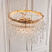 Gold Plated Ceiling Chandelier - Glass Detailing - 9 Bulb Pendant Light Fitting