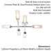 Chrome Semi Flush Bathroom Ceiling Light - Ribbed & Frosted Glass - 6 Bulb