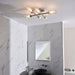 Chrome Semi Flush Bathroom Ceiling Light - Ribbed & Frosted Glass - 6 Bulb