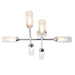 Chrome Semi Flush Bathroom Ceiling Light - Ribbed & Frosted Glass - 6 Bulb