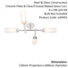 Chrome Semi Flush Bathroom Ceiling Light - Ribbed & Frosted Glass - 4 Bulb