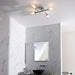 Chrome Semi Flush Bathroom Ceiling Light - Ribbed & Frosted Glass - 4 Bulb