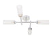 Chrome Semi Flush Bathroom Ceiling Light - Ribbed & Frosted Glass - 4 Bulb