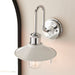 Chrome Plated Bathroom Fisherman Wall Light & Ribbed Glass Shade IP44 Rated