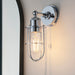 Chrome Plated Industrial Caged Bathroom Wall Light - IP44 Rated - Knurled Detail