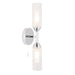 Chrome Plated Twin Bathroom Wall Light - Ribbed Glass Shade & Frosted Diffuser