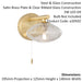 Satin Brass Bathroom Wall Light & Ribbed Glass Shade - IP44 Rated Modern Sconce