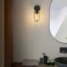 Matt Black Industrial Caged Bathroom Wall Light - IP44 Rated - Knurled Detailing