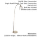 Bright Nickel Standing Floor Lamp Light & Clear Glass Shade - Knurled Detailing