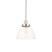 Bright Nickel Ceiling Pendant Light & Clear Glass Shade - Knurled Detailling