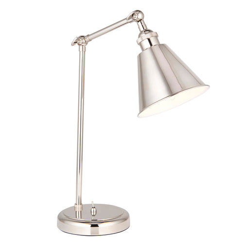 Bright Nickel Table Lamp Light - Satin White Inner Shade - Knurled Detailing