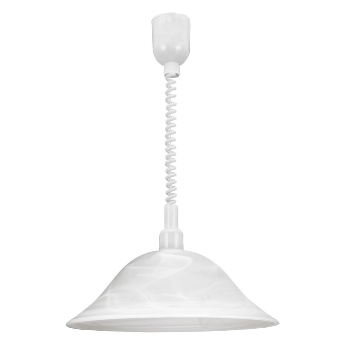 Pendant Light Height Adjust Colour White Shade Glass Alabaster Bulb E27 1x60W Loops