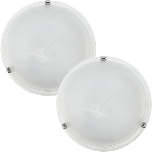 2 PACK Wall Flush Ceiling Light Colour Chrome Shade Glass Alabaster E27 1x60W Loops