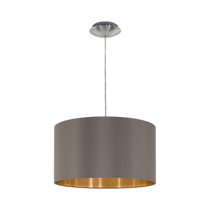 Pendant Light Colour Satin Nickel Shade Cappuccino Gold Fabric Bulb E27 1x60W Loops