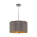 Pendant Light Colour Satin Nickel Shade Cappuccino Gold Fabric Bulb E27 1x60W Loops