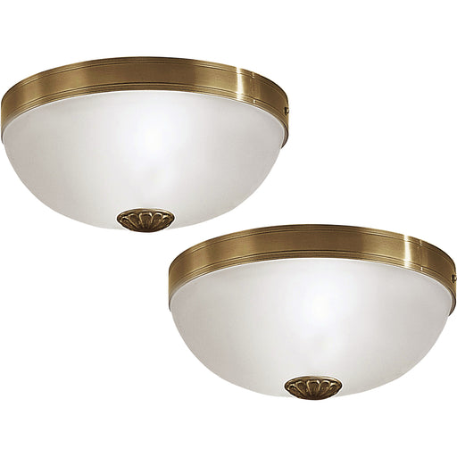 2 PACK Wall Flush Ceiling Light Colour Bronzed Shade White Satin Glass E27 60W Loops