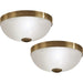 2 PACK Wall Flush Ceiling Light Colour Bronzed Shade White Satin Glass E27 60W Loops