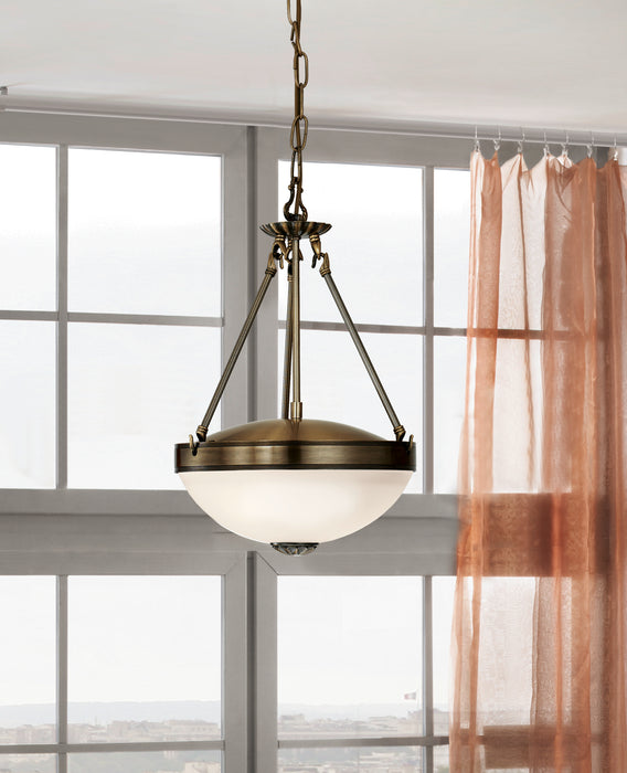 Ceiling Pendant & 2x Matching Wall Lights Antique Bronze & Satin Glass Shade Loops