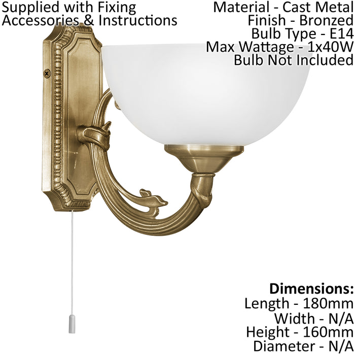 Ceiling Pendant Light & 2x Matching Wall Lights Bronze & Satin Glass Chandelier Loops