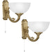 2 PACK Wall Light Colour Bronzed Cast Metal Shade White Satin Glass E14 1x40W Loops