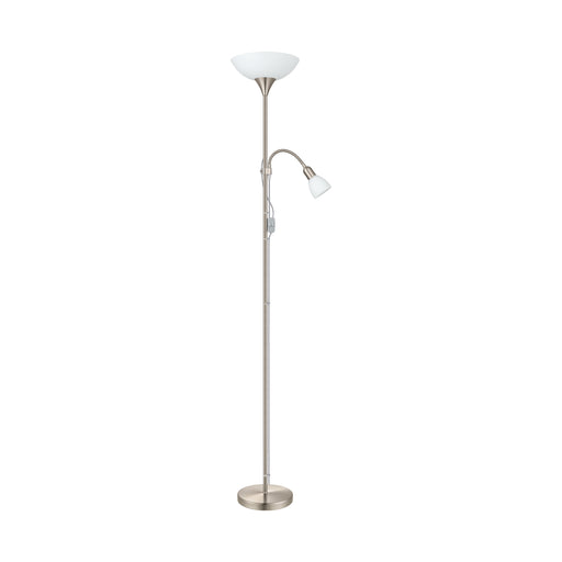 Floor Lamp Light Satin Nickel Shade White Plastic Glass Bulb E27 E14 1x60W 1x25W Loops