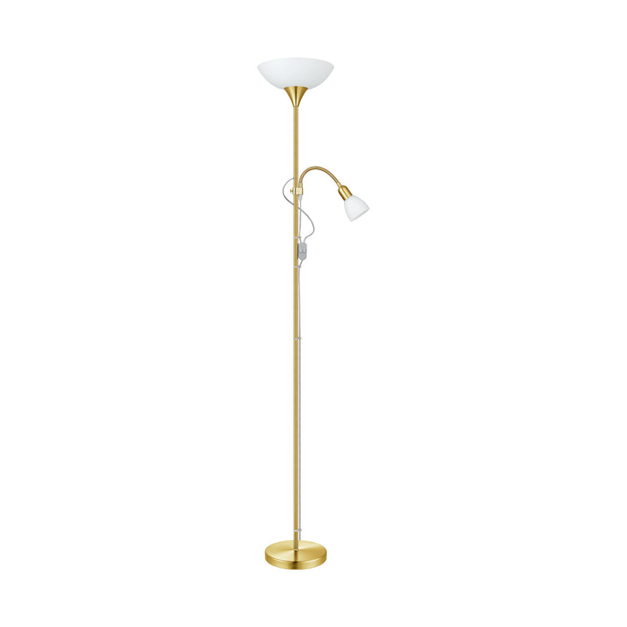 Floor Lamp Light Brass Matt Shade White Plastic Glass Bulb E27 E14 1x60W 1x25W Loops