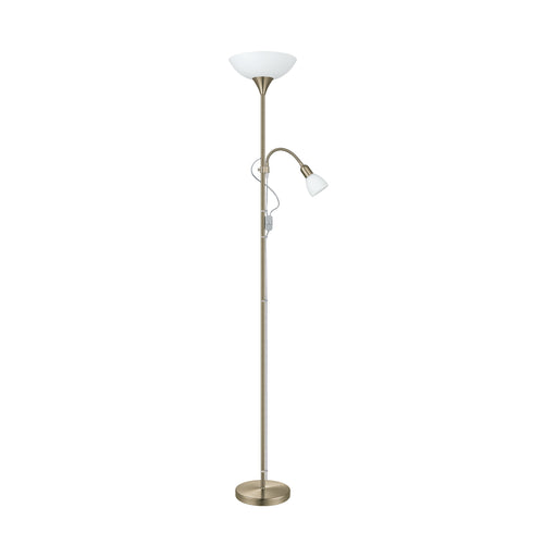Floor Lamp Light Bronzed Shade White Plastic Glass Bulb E27 E14 1x60W 1x25W Loops