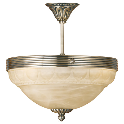 Flush Ceiling Light Colour Bronze Shade Champagne Glass Alabaster Bulb E14 3x60W Loops