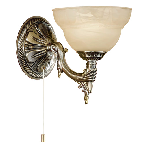 Wall Light Colour Bronzed Shade Champagne Glass Alabaster Bulb E14 1x40W Loops