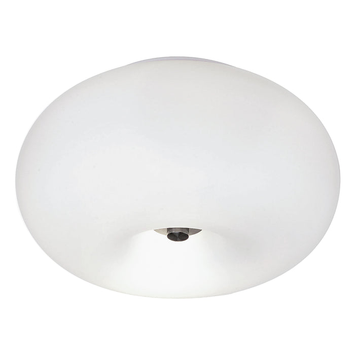 Wall Flush Ceiling Light Satin Nickel Shade White Glass Opal Matt Bulb E27 2x60W Loops