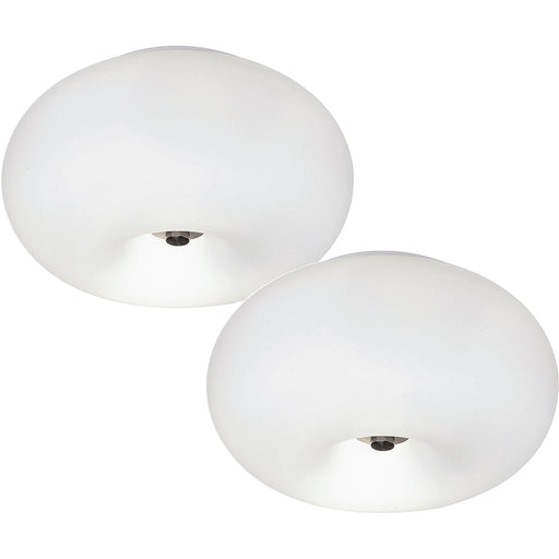 2 PACK Wall Flush Ceiling Light Satin Nickel Shade White Glass Opal Matt 2x E27 Loops