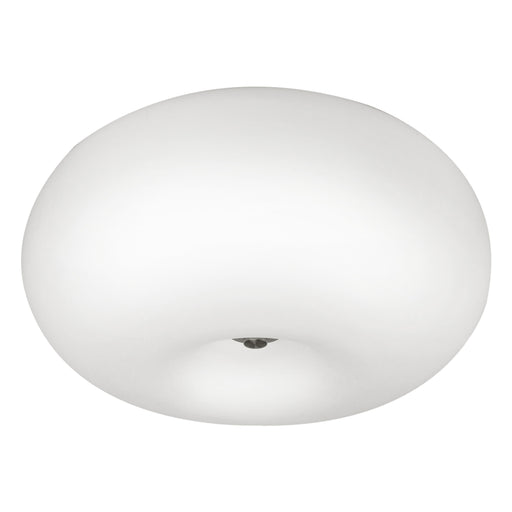 Wall Flush Ceiling Light Satin Nickel Shade White Glass Opal Matt Bulb E27 2x60W Loops